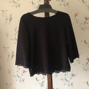 Black Scallop Blouse